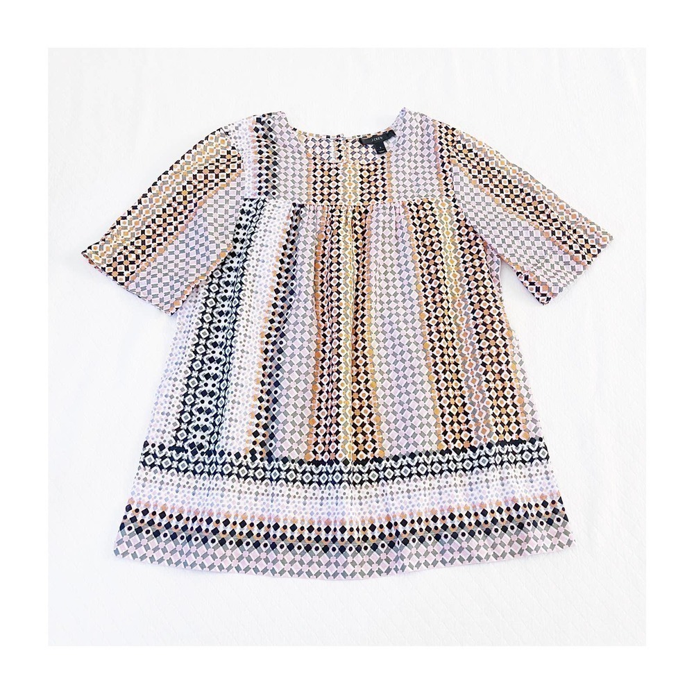 J. Crew Patterned Top Multicolor Loose Fitting Lightweight SZ2
